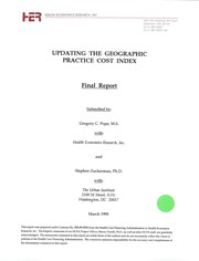 Cover of: Updating the geographic practice cost index: final report