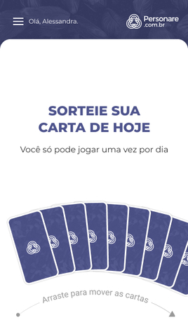 Tela de sorteio de Tarot