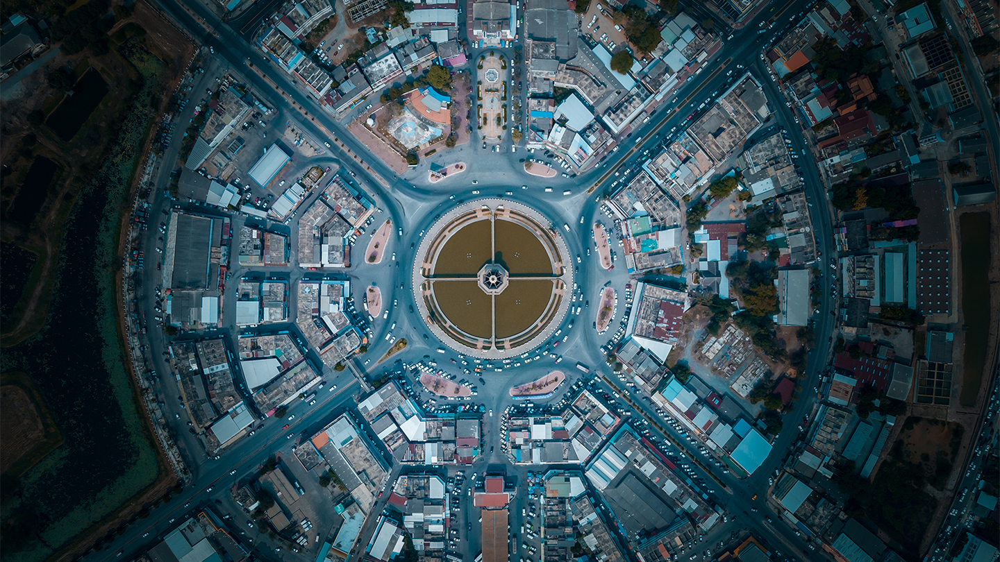Bird's eye view of a city
