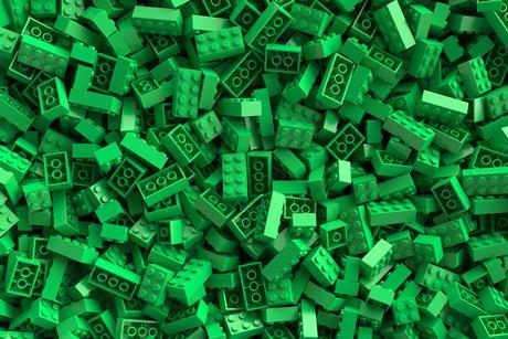 Large pile of green lego bricks