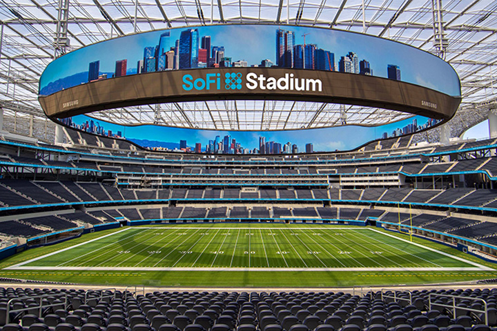 View from inside the SoFi Stadium, located in Los Angeles, California