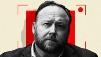 Alex Jones and Big Tech bans | Illustration: Lex Villena; Ron Sachs/picture alliance / Consolidated/Newscom