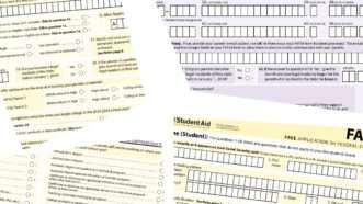 An illustration showing portions of FAFSA forms | Photos: The U.S. Department of Education