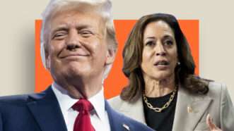 Donald Trump and Kamala Harris | Illustration Lex Villena; Tom Williams/CQ Roll Call/Newscom; Michael Brochstein/ZUMAPRESS/Newscom