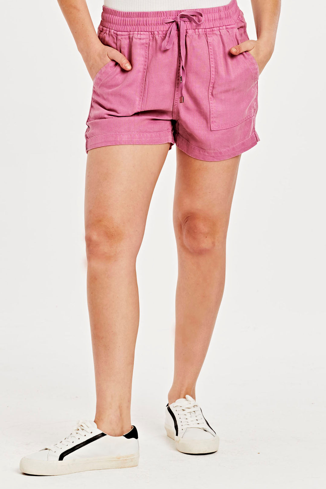 image of a female model wearing a CAMILLE HIGH RISE SHORTS VALENTINE DEAR JOHN DENIM 