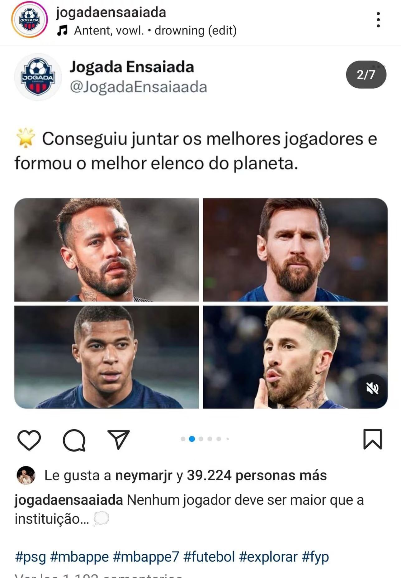 El 'like' de Neymar en una publicación contra Mbappé.