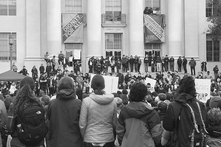 Anti-Trump Protest in Sproul Plaza 