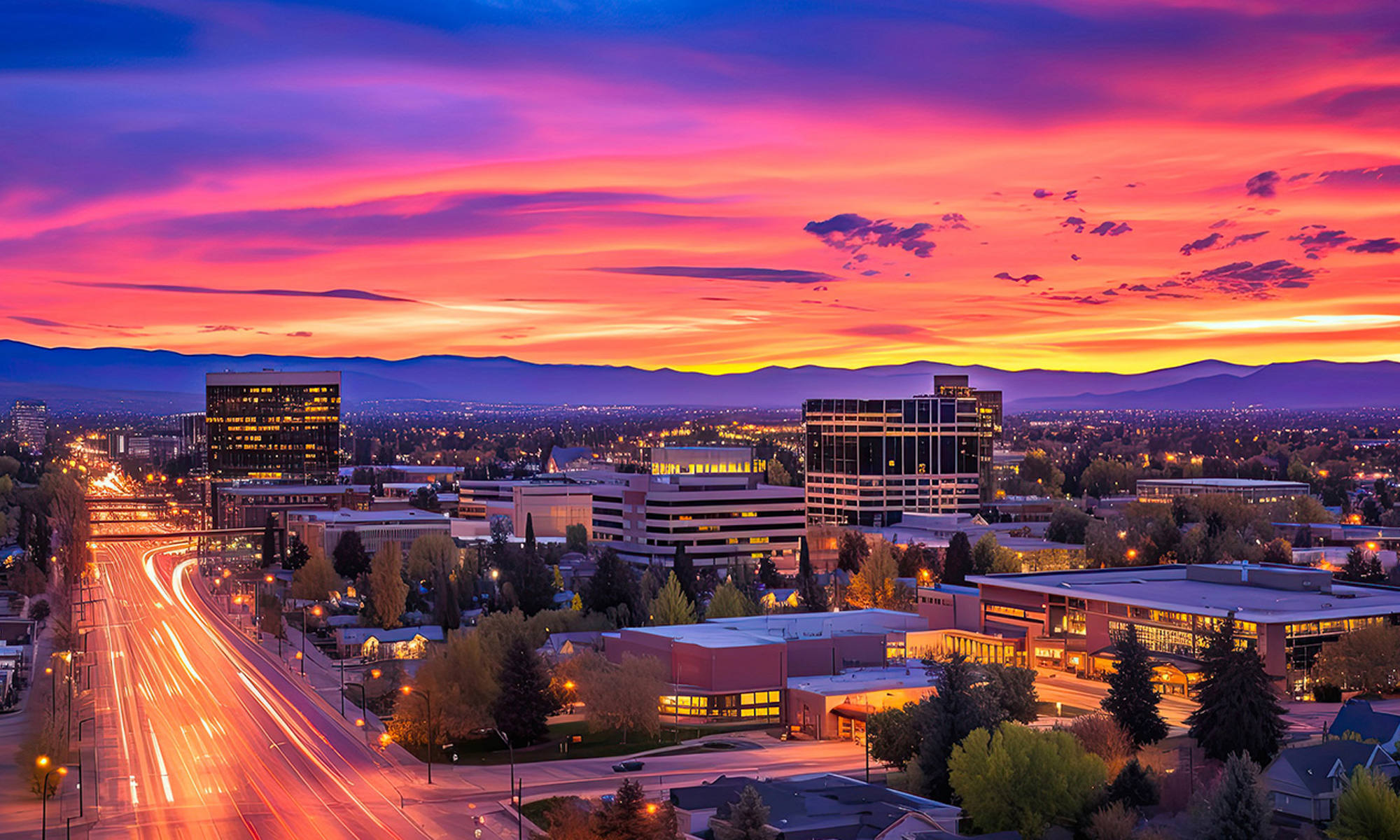 City at sunset