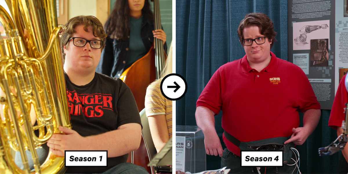 L-R: Eric Perkins in Season 1 and Season 4