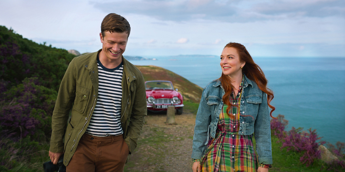 Ed Speleers as James Thomas and Lindsay Lohan as Maddie Kelly in ‘Irish Wish’