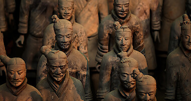 Terracotta Warriors lined up.