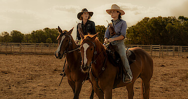 Anna Torv as Emily Lawson rides a horse in Season 1 of 'Territory'