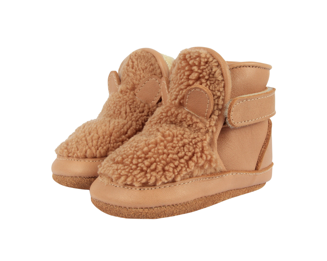 Richy Booties | Teddy Bear | Light Maple Curly Faux Fur