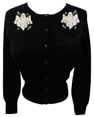 Boo Babe Ghost Cardigan in Black