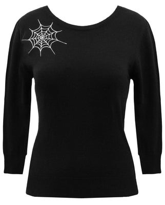 Ghoul Gal 3/4 Sleeve Spiderweb Sweater