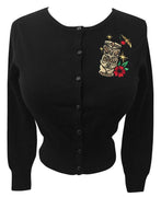 Golden Tiki Cardigan in Black - Cropped Style