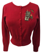 Red Golden Tiki Cardigan - Cropped Style