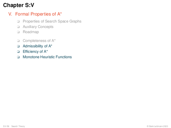 Chapter S:V V. Formal Properties of A*
