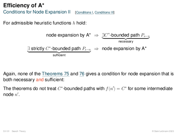 Efficiency of A* Conditions for Node Expansion II