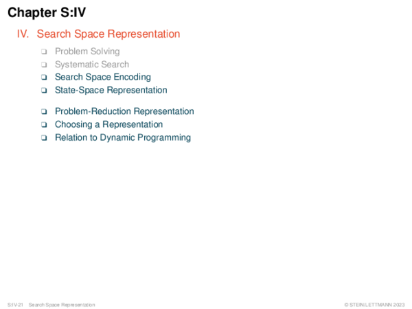 Chapter S:IV IV. Search Space Representation