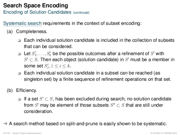 Search Space Encoding Encoding of Solution Candidates