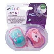 Chupeta Avent Ultra Air +18 Meses Rosa E Verde 2 Unidades