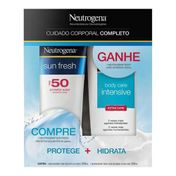 Kit Protetor Solar Neutrogena Sun Fresh FPS50 200ml + Hidratante Corporal Body Care Intensive 200ml