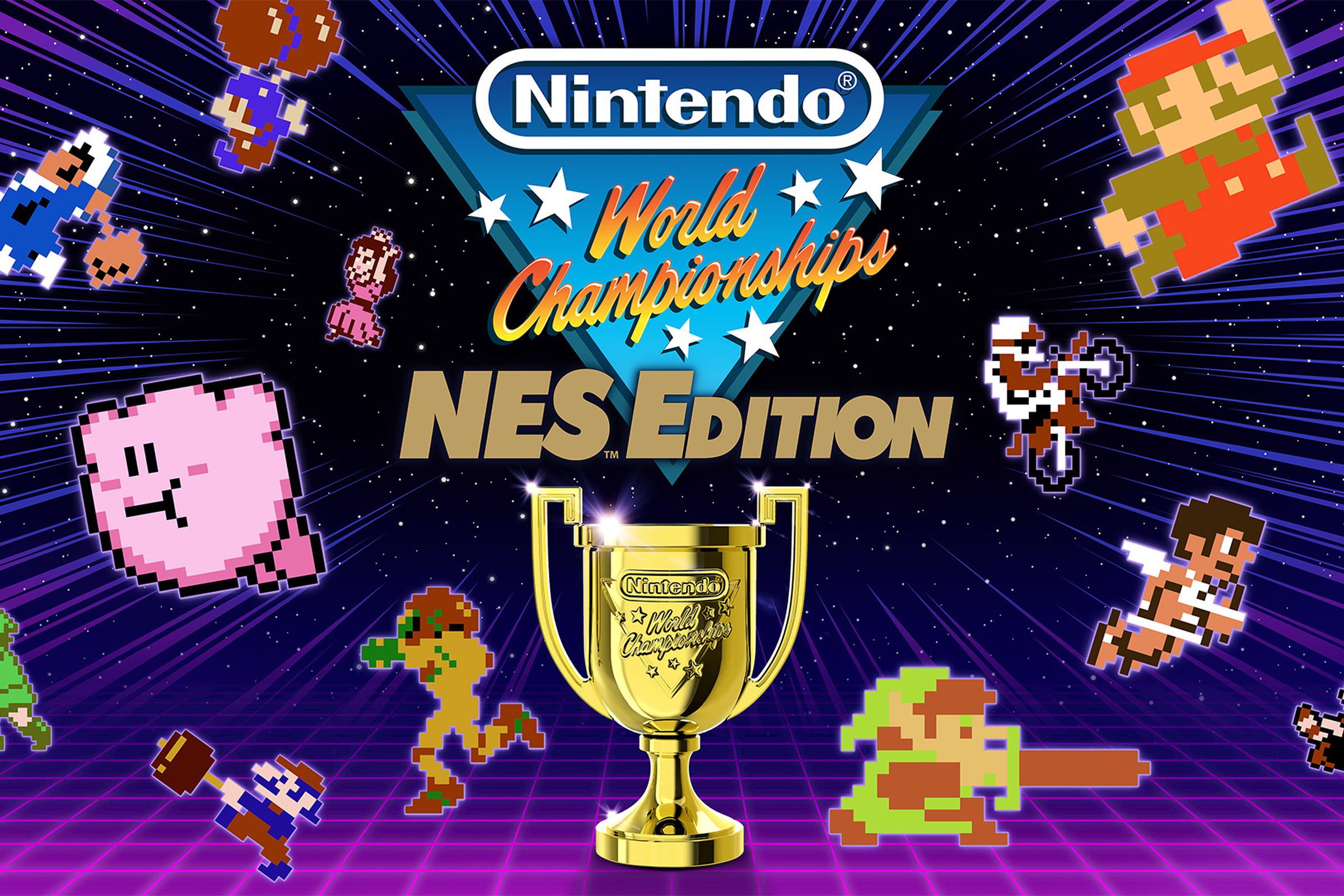 Promotional art for the video game Nintendo World Championships: NES Edition.