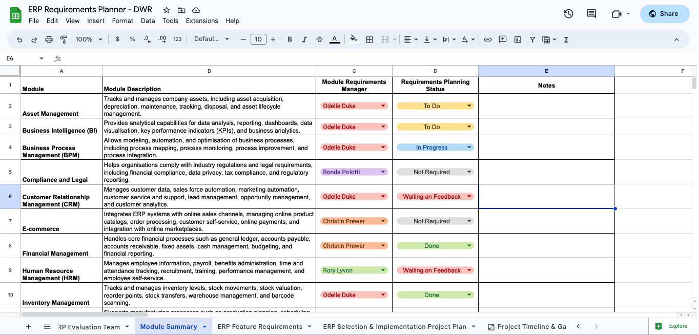 Select Your ERP Module Requirements