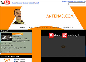 Imagen del 'canal' de Antena 3 en YouTube.