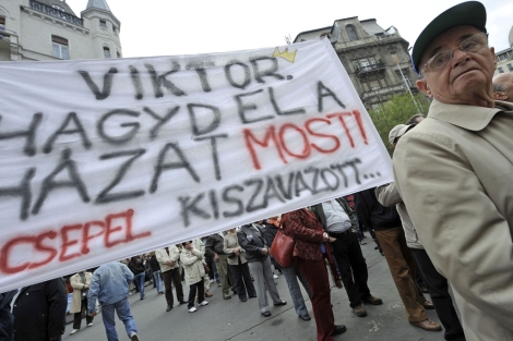 Manifestaci�n contra la reforma de la Constituci�n en Budapest. | AFP