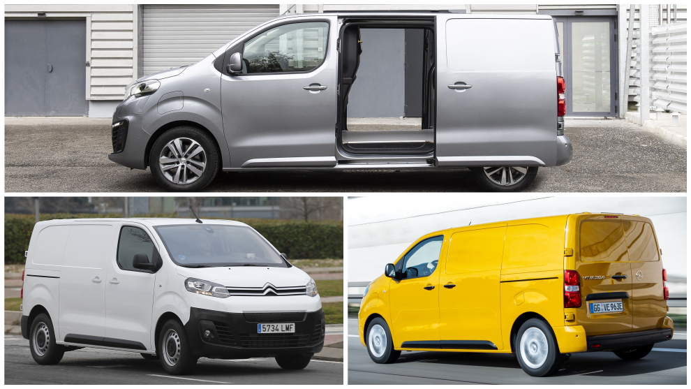 Las furgonetas el�ctricas Peugeot e-Expert (arriba), Citro�n �-Jumpy (izq) y Opel Vivaro-e.