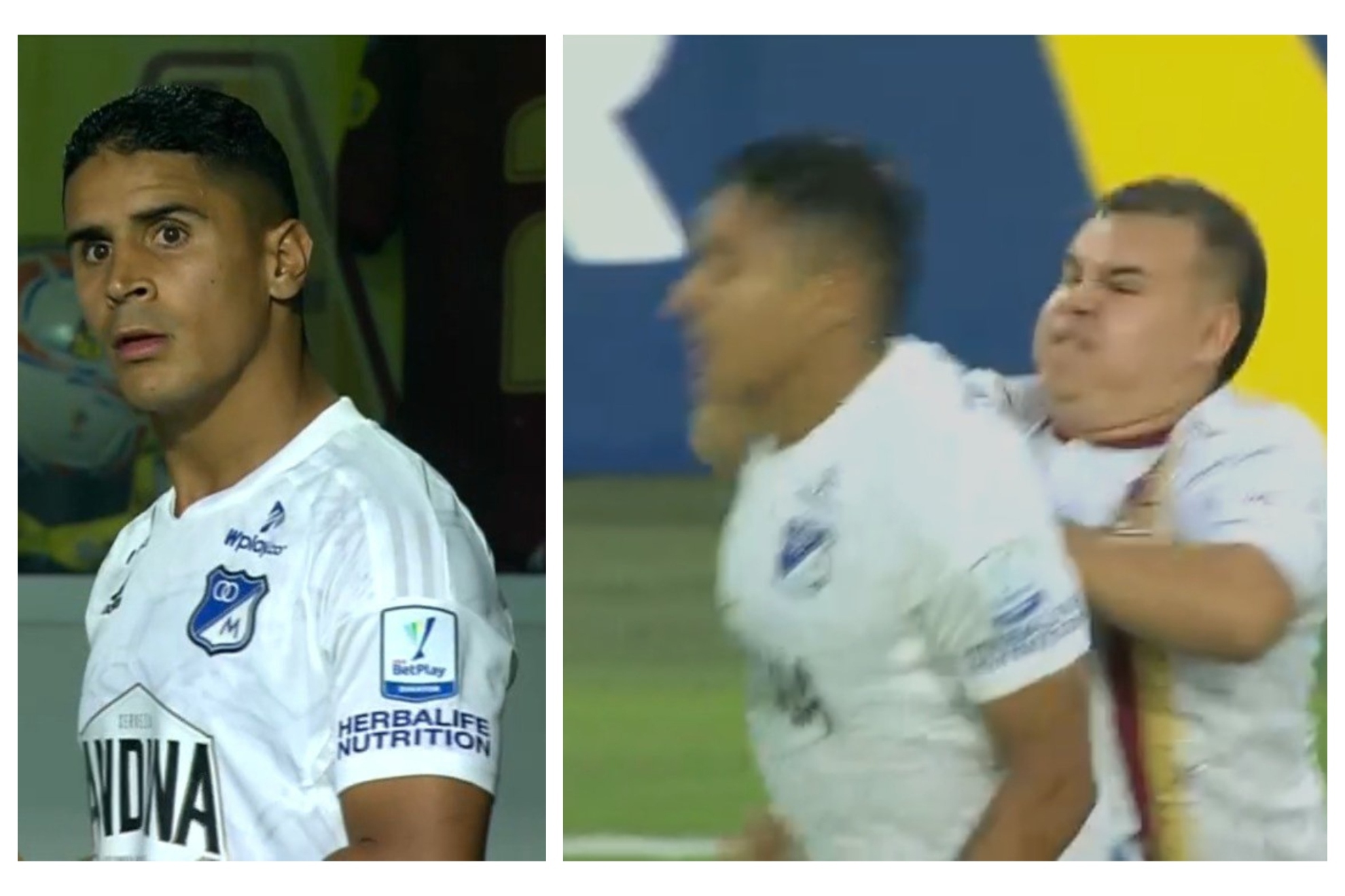 �Ins�lito: Un hincha agrede a Daniel Cata�o, Rold�n lo expulsa y Millonarios abandona el partido