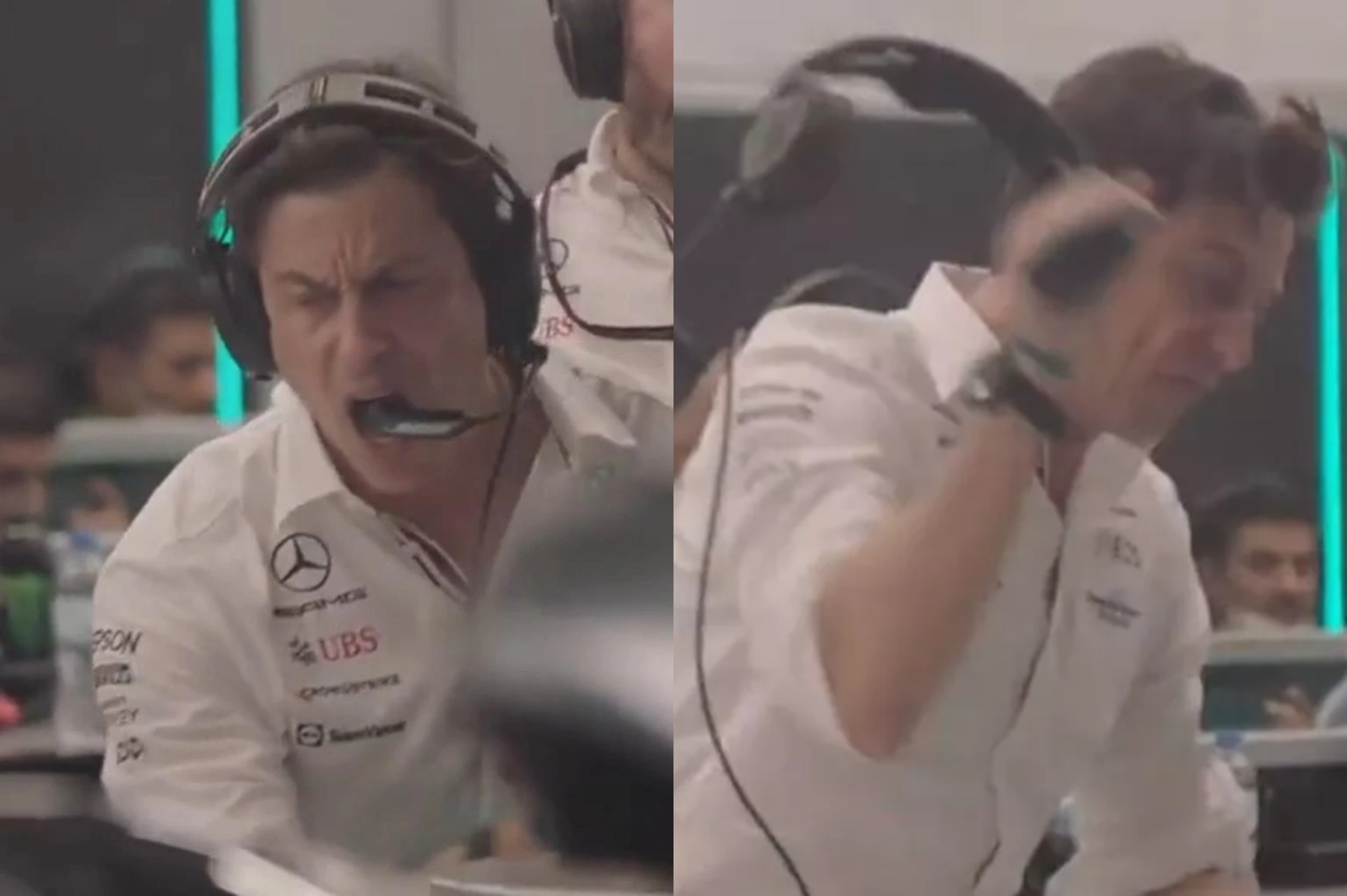Una secuencia del ataque de ira de Toto Wolff en el GP de Arabia Saud� 2021.