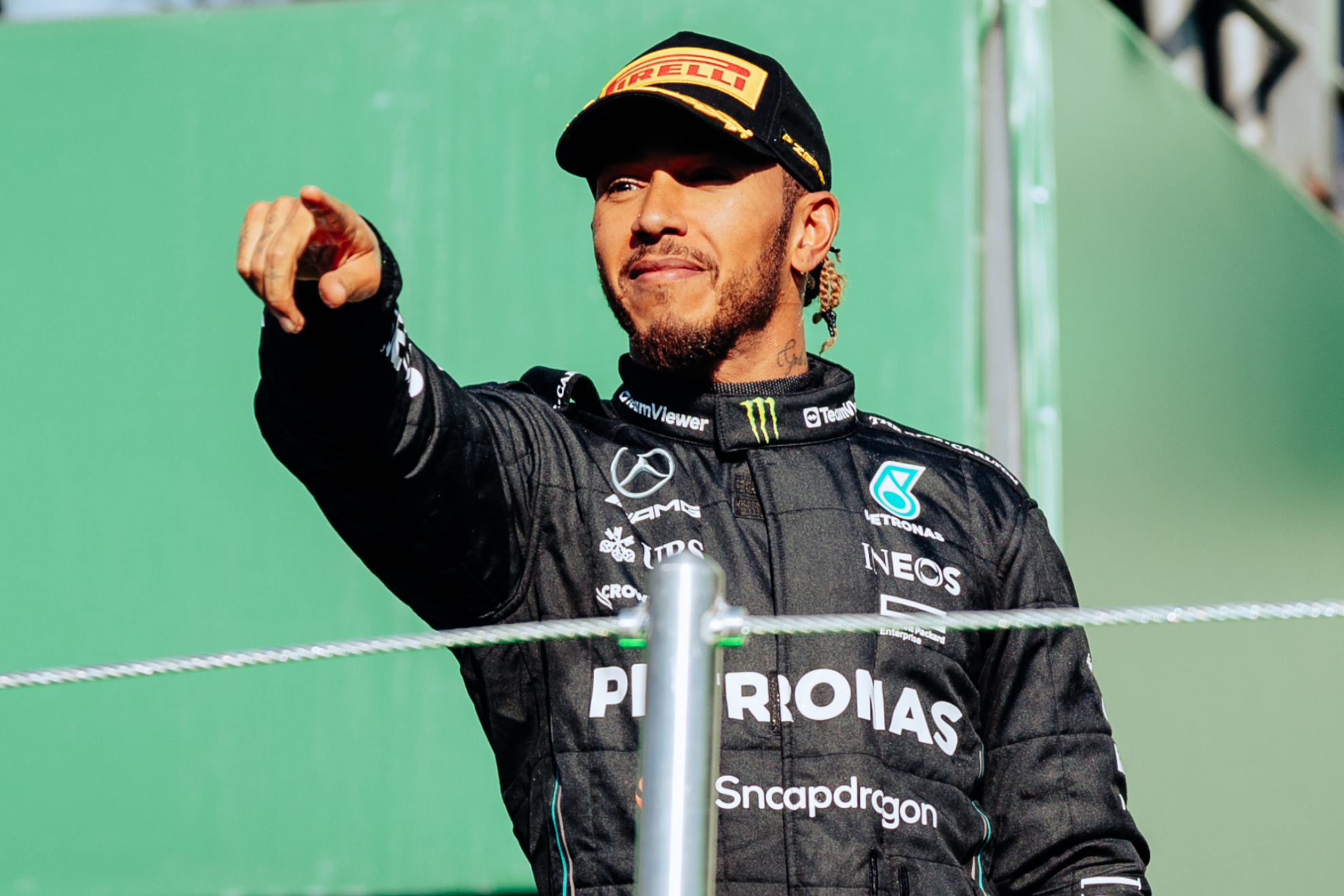 Hamilton, en el podio de M�xico.