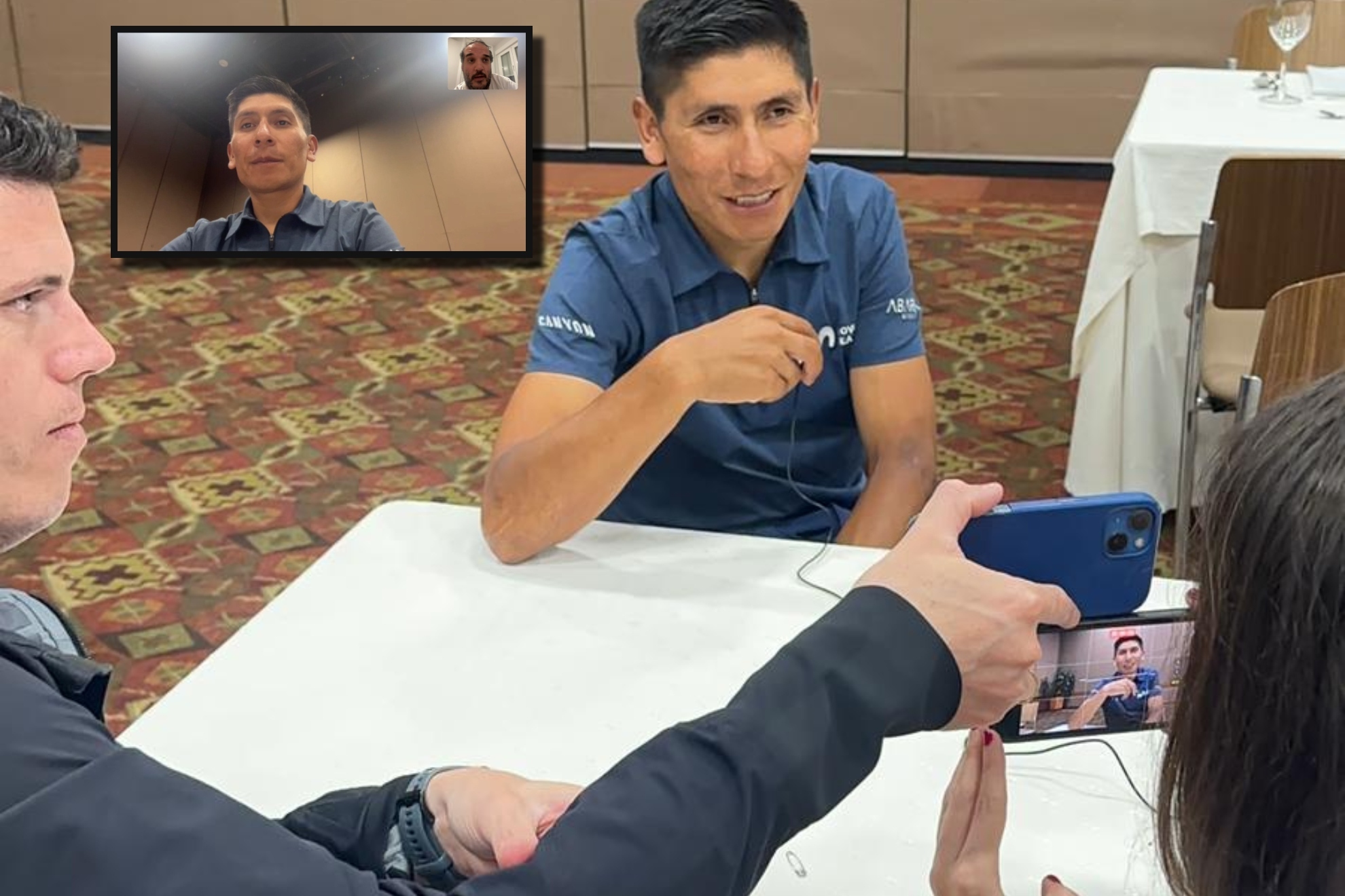 Nairo Quintana, durante la entrevista con MARCA