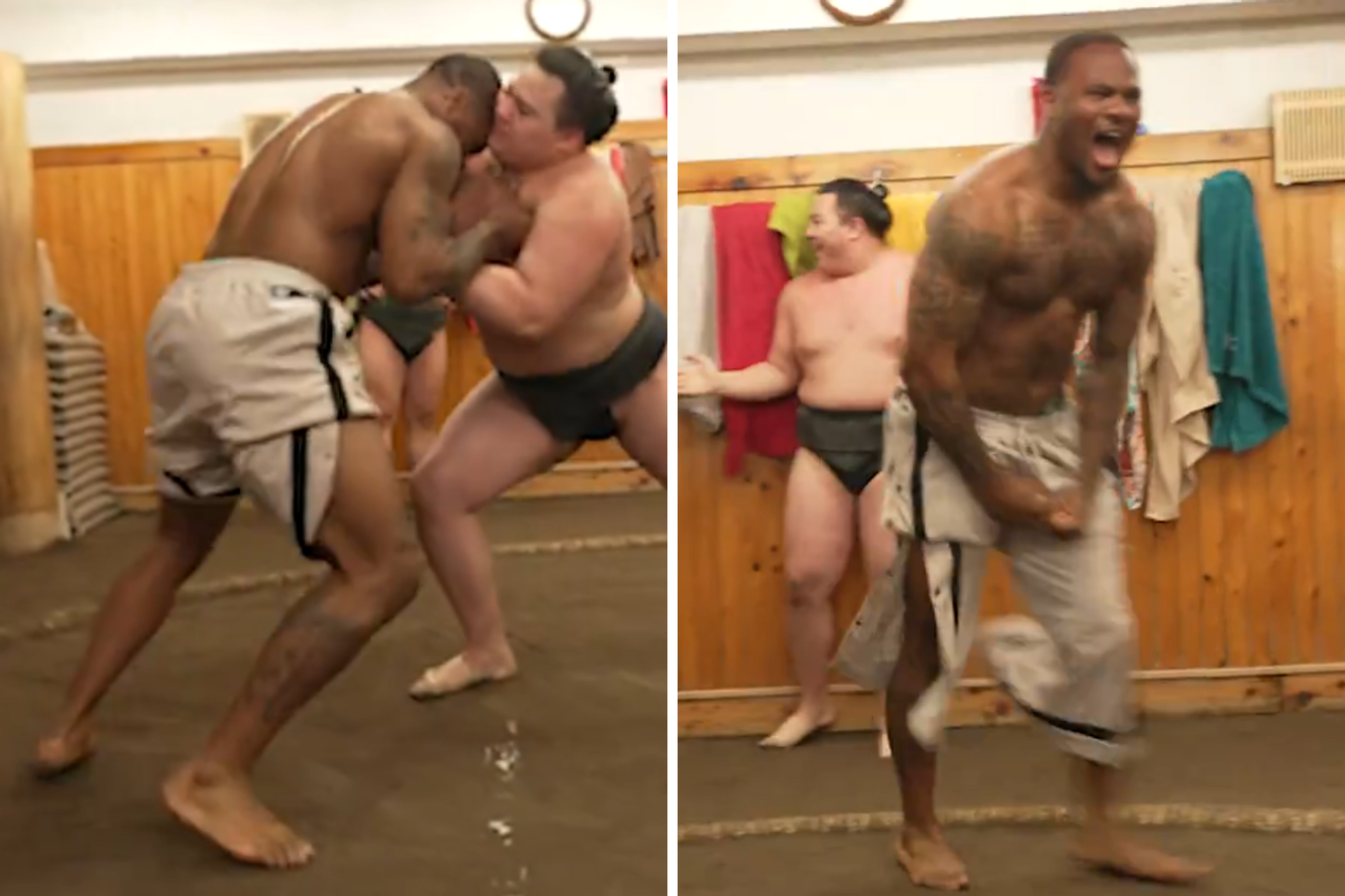 Micah Parsons se mide cuerpo a cuerpo... �con un luchador de sumo!