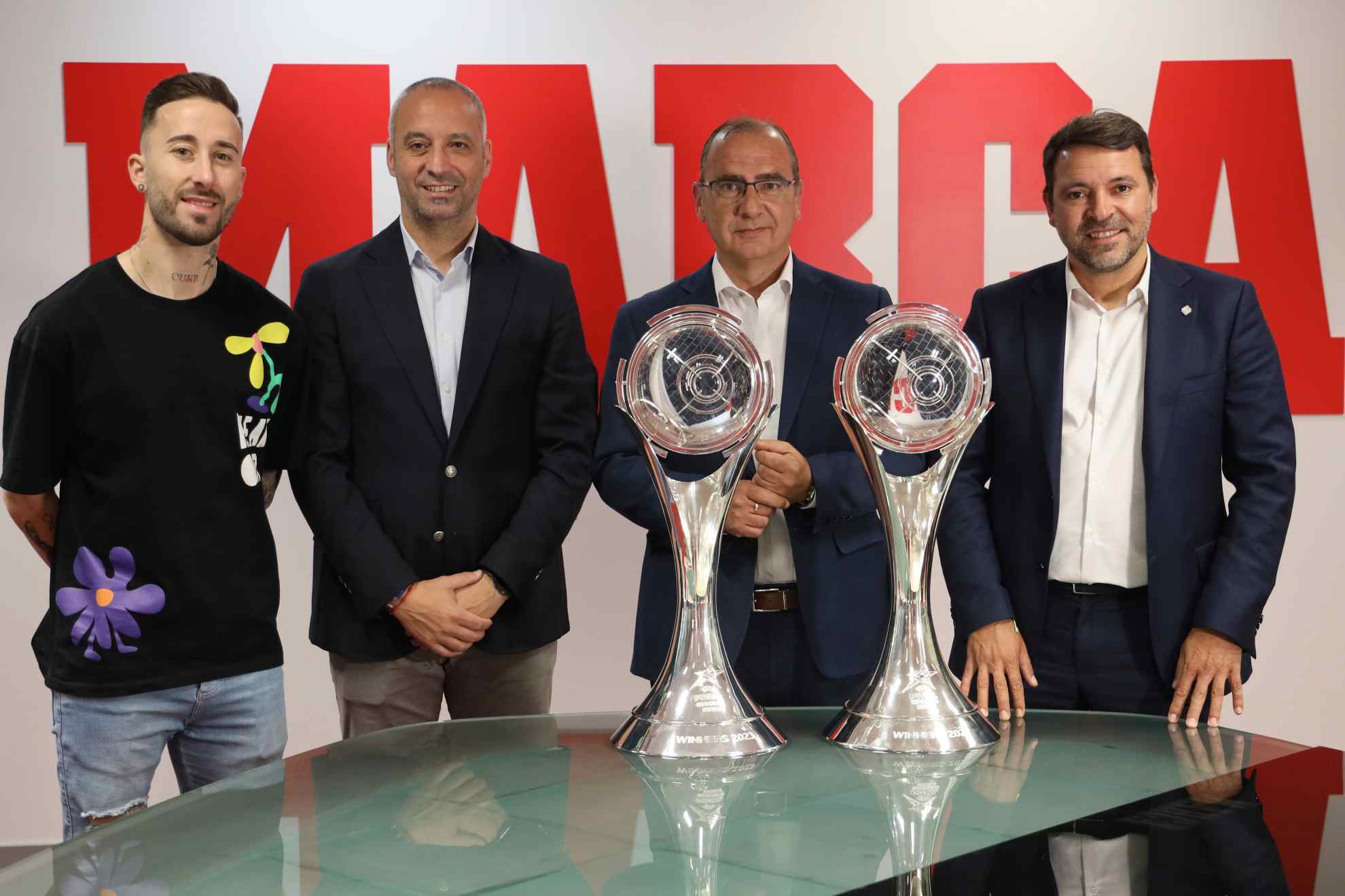 Mario Rivillos, leyenda con cuatro Champions; Antonio Vadillo, entrenador; Juan Ignacio Gallardo, director de MARCA, y Jos� Tirado, director general palmesano.