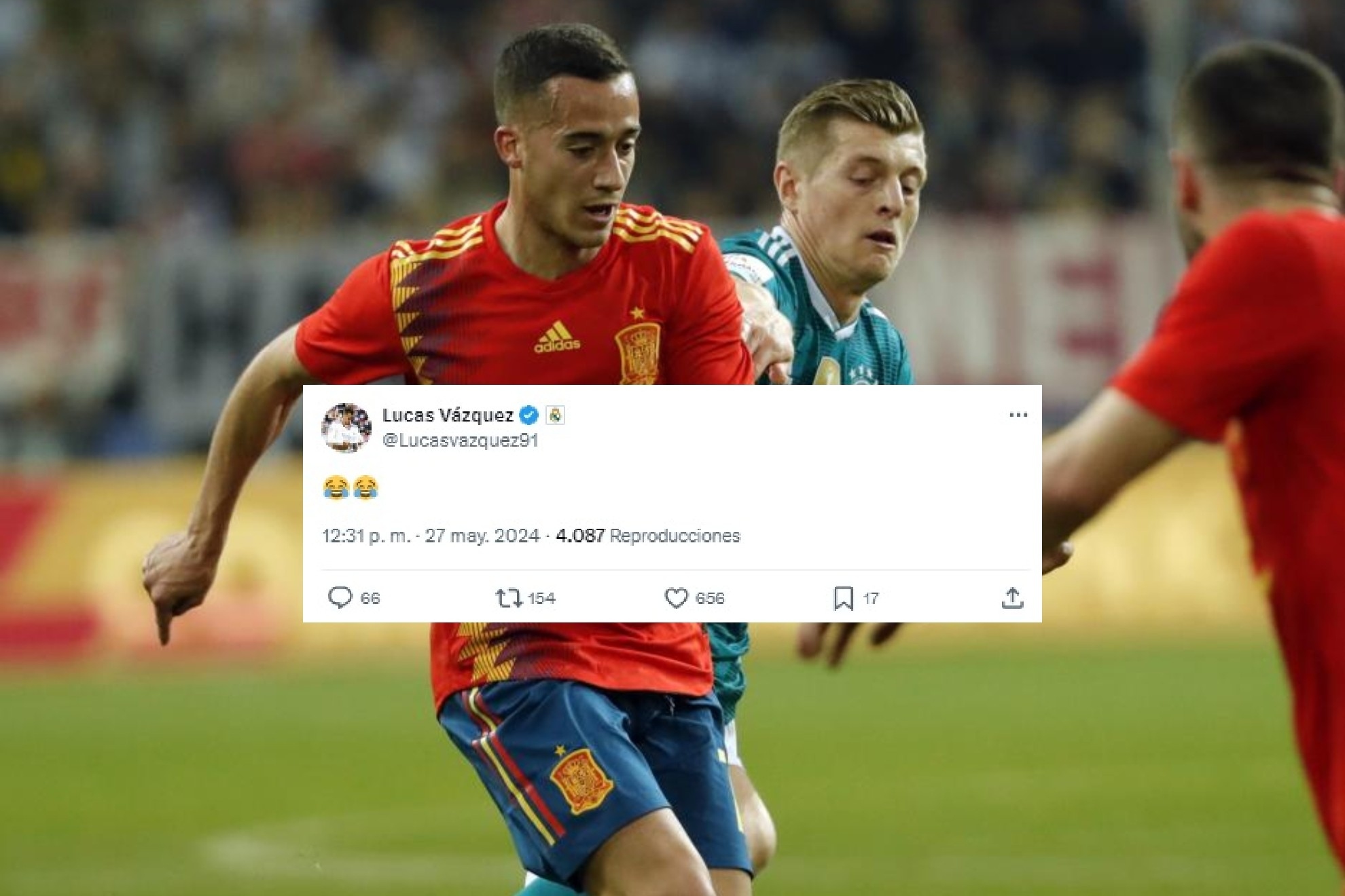 Lucas V�zquez borra su tuit cr�ptico: �Se re�a de no estar en la lista para la Eurocopa?