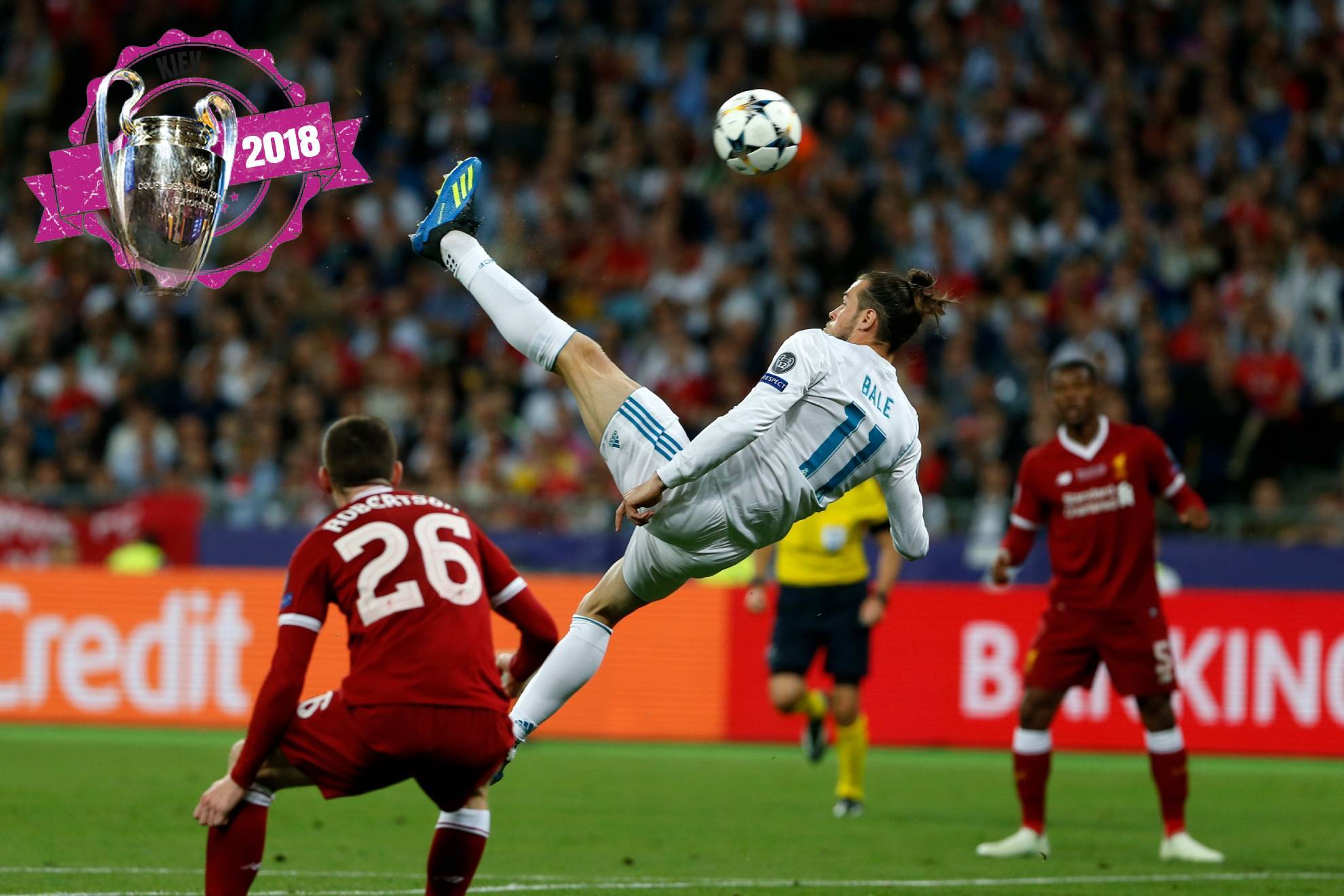 Bale ejecuta su monumental volea ante el Liverpool en el Ol�mpico de Kiev/CHEMA REY