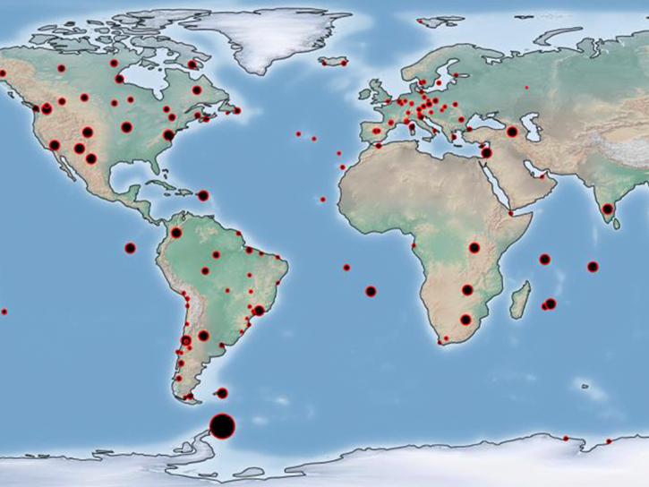 map of CDDIS data