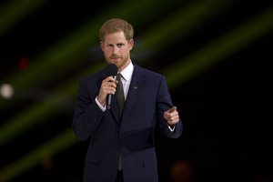 United Kingdom’s Prince Harry speaks during the opening ceremonies of the the 2017 Invictus Games in Toronto