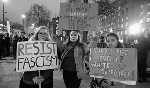 Resist fascism   demonstrators at London's anti Trump rally. (32602442016)