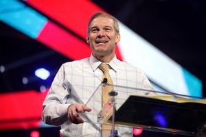 Jim Jordan speaking with attendees at the 2021 AmericaFest at the Phoenix Convention Center in Phoenix, Arizona