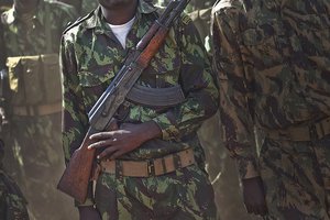 Mozambique soldiers with AK-47