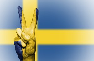 Flag of Sweden with v sign