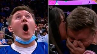 La emotiva reacción de un fanático de la NBA al enterarse que será papá durante una ‘Kiss Cam’