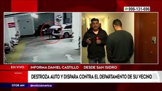 San Isidro: abogado Carlos Wiesse dispara contra el departamento de su vecino | VIDEO