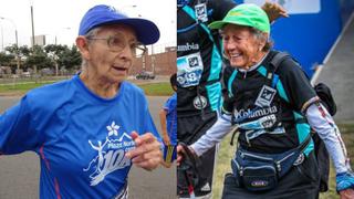 Dos mujeres maravilla adultas mayores del 'running'