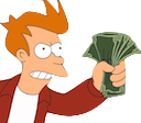 a man holding a bunch of money in his hand